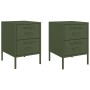 Bedside tables 2 units olive green steel 36x39x50.5 cm by , Nightstands - Ref: Foro24-842931, Price: 162,21 €, Discount: %