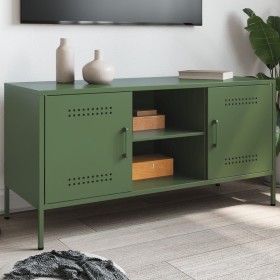 Mueble de TV de acero verde oliva 100,5x39x50,5 cm de , Muebles TV - Ref: Foro24-842992, Precio: 123,75 €, Descuento: %