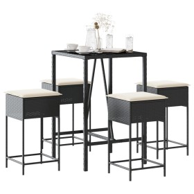 5-piece garden bar set with black PE rattan cushions by , Garden sets - Ref: Foro24-3261461, Price: 293,95 €, Discount: %