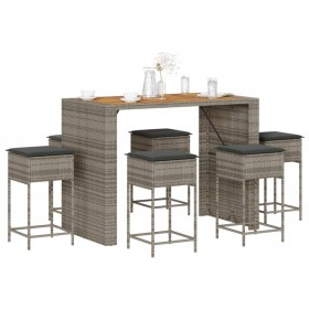 7-piece garden bar set with black PE rattan cushions by , Garden sets - Ref: Foro24-3261518, Price: 541,20 €, Discount: %