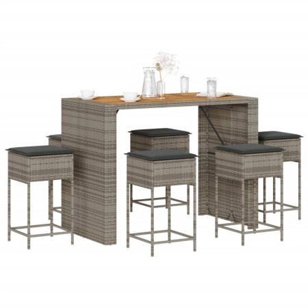 7-piece garden bar set with black PE rattan cushions by , Garden sets - Ref: Foro24-3261518, Price: 540,74 €, Discount: %