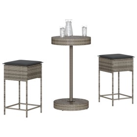 Juego de bar de jardín de 3 piezas con cojines ratán PE gris de , Conjuntos de jardín - Ref: Foro24-3261442, Precio: 189,99 €...