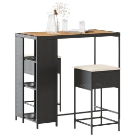 3-piece garden bar set with black PE rattan cushions by , Garden sets - Ref: Foro24-3261496, Price: 225,47 €, Discount: %