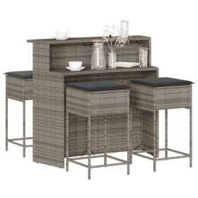 5-piece garden bar set with gray PE rattan cushions by , Garden sets - Ref: Foro24-3261489, Price: 397,57 €, Discount: %