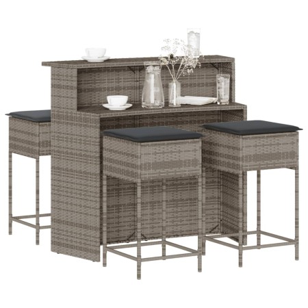 5-piece garden bar set with gray PE rattan cushions by , Garden sets - Ref: Foro24-3261489, Price: 397,18 €, Discount: %