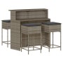 5-piece garden bar set with gray PE rattan cushions by , Garden sets - Ref: Foro24-3261489, Price: 397,18 €, Discount: %