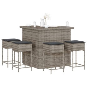 5-piece garden bar set with gray PE rattan cushions by , Garden sets - Ref: Foro24-3261505, Price: 423,57 €, Discount: %