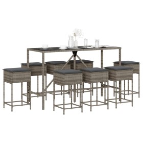 9-piece garden bar set with gray PE rattan cushions by , Garden sets - Ref: Foro24-3261475, Price: 486,78 €, Discount: %