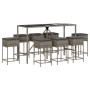 9-piece garden bar set with gray PE rattan cushions by , Garden sets - Ref: Foro24-3261475, Price: 487,99 €, Discount: %