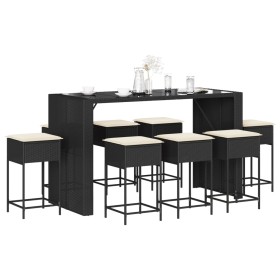 9-piece garden bar set with black PE rattan cushions by , Garden sets - Ref: Foro24-3261513, Price: 661,79 €, Discount: %