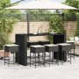 Juego de bar de jardín 9 piezas con cojines ratán PE negro de , Conjuntos de jardín - Ref: Foro24-3261513, Precio: 661,79 €, ...