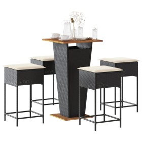 5-piece garden bar set with black PE rattan cushions by , Garden sets - Ref: Foro24-3261477, Price: 333,44 €, Discount: %