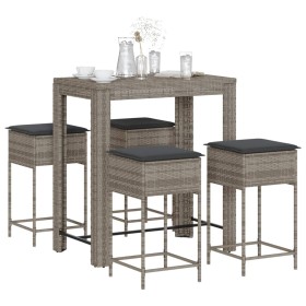 5-piece garden bar set with gray PE rattan cushions by , Garden sets - Ref: Foro24-3261456, Price: 291,22 €, Discount: %