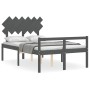 Cama para personas mayores con cabecero madera maciza gris de vidaXL, Camas y somieres - Ref: Foro24-3195523, Precio: 153,69 ...