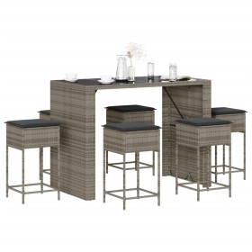 Gartenbar-Set, 7-teilig, mit grauen PE-Rattan-Kissen. von , Gartensets - Ref: Foro24-3261511, Preis: 532,99 €, Rabatt: %