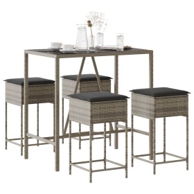 5-piece garden bar set with gray PE rattan cushions by , Garden sets - Ref: Foro24-3261468, Price: 323,99 €, Discount: %