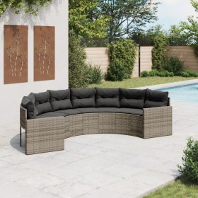 Semicircular garden sofa with gray synthetic rattan cushions by , Outdoor sofas - Ref: Foro24-3318514, Price: 438,99 €, Disco...