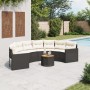 Semicircular garden sofa with table and black PE rattan cushions by , Outdoor sofas - Ref: Foro24-3318521, Price: 478,31 €, D...