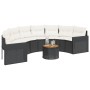 Semicircular garden sofa with table and black PE rattan cushions by , Outdoor sofas - Ref: Foro24-3318521, Price: 478,31 €, D...