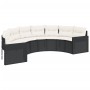 Semicircular garden sofa with table and black PE rattan cushions by , Outdoor sofas - Ref: Foro24-3318521, Price: 478,31 €, D...