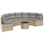 Semicircular garden sofa with table and beige PE rattan cushions by , Outdoor sofas - Ref: Foro24-3318528, Price: 457,48 €, D...