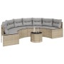 Semicircular garden sofa with table and beige PE rattan cushions by , Outdoor sofas - Ref: Foro24-3318528, Price: 457,48 €, D...