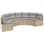 Semicircular garden sofa with table and beige PE rattan cushions by , Outdoor sofas - Ref: Foro24-3318528, Price: 457,48 €, D...