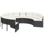 Runder Gartensofa mit schwarzen Kissen aus synthetischem Rattan. von , Outdoor-Sofas - Ref: Foro24-3318540, Preis: 607,99 €, ...