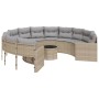 Round garden sofa with table and beige PE rattan cushions by , Outdoor sofas - Ref: Foro24-3318537, Price: 682,19 €, Discount: %