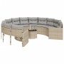 Round garden sofa with table and beige PE rattan cushions by , Outdoor sofas - Ref: Foro24-3318537, Price: 682,19 €, Discount: %