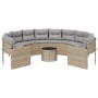 Round garden sofa with table and beige PE rattan cushions by , Outdoor sofas - Ref: Foro24-3318537, Price: 682,19 €, Discount: %