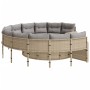 Round garden sofa with table and beige PE rattan cushions by , Outdoor sofas - Ref: Foro24-3318537, Price: 682,19 €, Discount: %