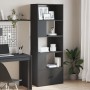 Estantería de madera de ingeniería negra 70x36x189 cm de , Librerías y estanterías - Ref: Foro24-3295318, Precio: 129,16 €, D...