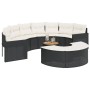 Semicircular 3-piece synthetic rattan garden sofa set in black color. by , Outdoor sofas - Ref: Foro24-3262069, Price: 612,53...