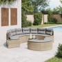 Semicircular 3-piece synthetic rattan garden sofa set in beige color. by , Outdoor sofas - Ref: Foro24-3262076, Price: 607,27...