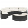 Semicircular 3-piece synthetic rattan garden sofa set in black color. by , Outdoor sofas - Ref: Foro24-3262074, Price: 581,79...