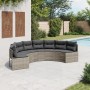 Semicircular garden sofa with gray synthetic rattan cushions by , Outdoor sofas - Ref: Foro24-3318523, Price: 423,99 €, Disco...