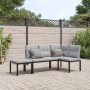 Garden bench with 3-piece cushions, steel frame with black powder coating. by , Garden sets - Ref: Foro24-3283654, Price: 243...