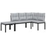 Garden bench with 3-piece cushions, steel frame with black powder coating. by , Garden sets - Ref: Foro24-3283654, Price: 243...