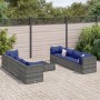 Garden furniture set 9 pieces and gray synthetic rattan cushions by , Garden sets - Ref: Foro24-3308047, Price: 514,77 €, Dis...