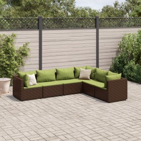 Garden furniture set, 6 pieces, with brown synthetic rattan cushions. by , Garden sets - Ref: Foro24-3308142, Price: 448,99 €...