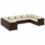 Set muebles de jardín 9 piezas y cojines ratán sintético marrón de , Conjuntos de jardín - Ref: Foro24-3308265, Precio: 531,2...