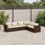 Garden furniture set, 6 pieces, with brown synthetic rattan cushions. by , Garden sets - Ref: Foro24-3308137, Price: 455,61 €...