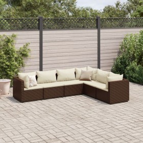 Gartenmöbel-Set, 6-teilig, mit braunen Kunststoff-Rattan-Kissen. von , Gartensets - Ref: Foro24-3308137, Preis: 455,02 €, Rab...