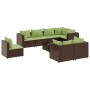 Set muebles de jardín 9 piezas y cojines ratán sintético marrón de , Conjuntos de jardín - Ref: Foro24-3308206, Precio: 657,5...