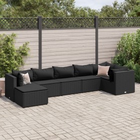 Gartenmöbel-Set und Kissen, 7-teilig, aus schwarzem synthetischem Rattan. von , Gartensets - Ref: Foro24-3308227, Preis: 505,...