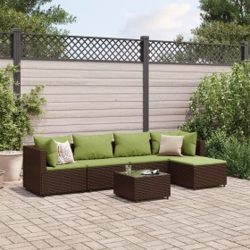 Garden furniture set, 6 pieces, with brown synthetic rattan cushions. by , Garden sets - Ref: Foro24-3308070, Price: 377,99 €...