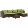 Set muebles de jardín 6 piezas y cojines ratán sintético marrón de , Conjuntos de jardín - Ref: Foro24-3308070, Precio: 379,5...