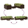 Garden furniture set, 6 pieces, with brown synthetic rattan cushions. by , Garden sets - Ref: Foro24-3308070, Price: 379,50 €...