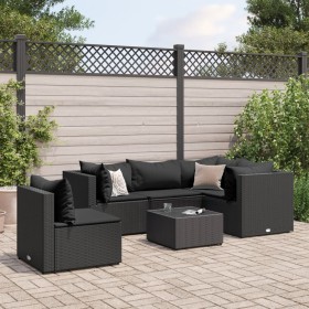 Set muebles de jardín 6 piezas y cojines ratán sintético negro de , Conjuntos de jardín - Ref: Foro24-3308163, Precio: 439,99...